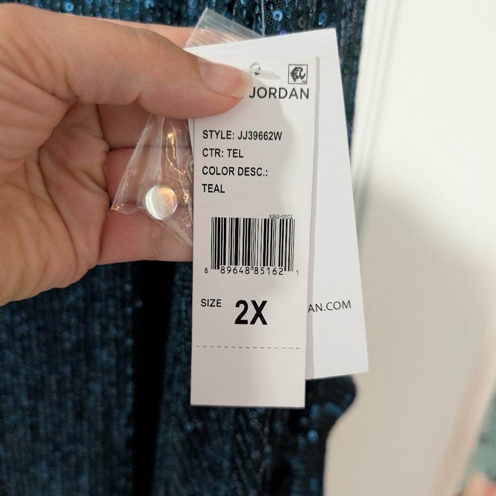 NWT Julia Jordan Teal Blue Sequined Sheath Dress in Size 2X - Picture 8 of 11